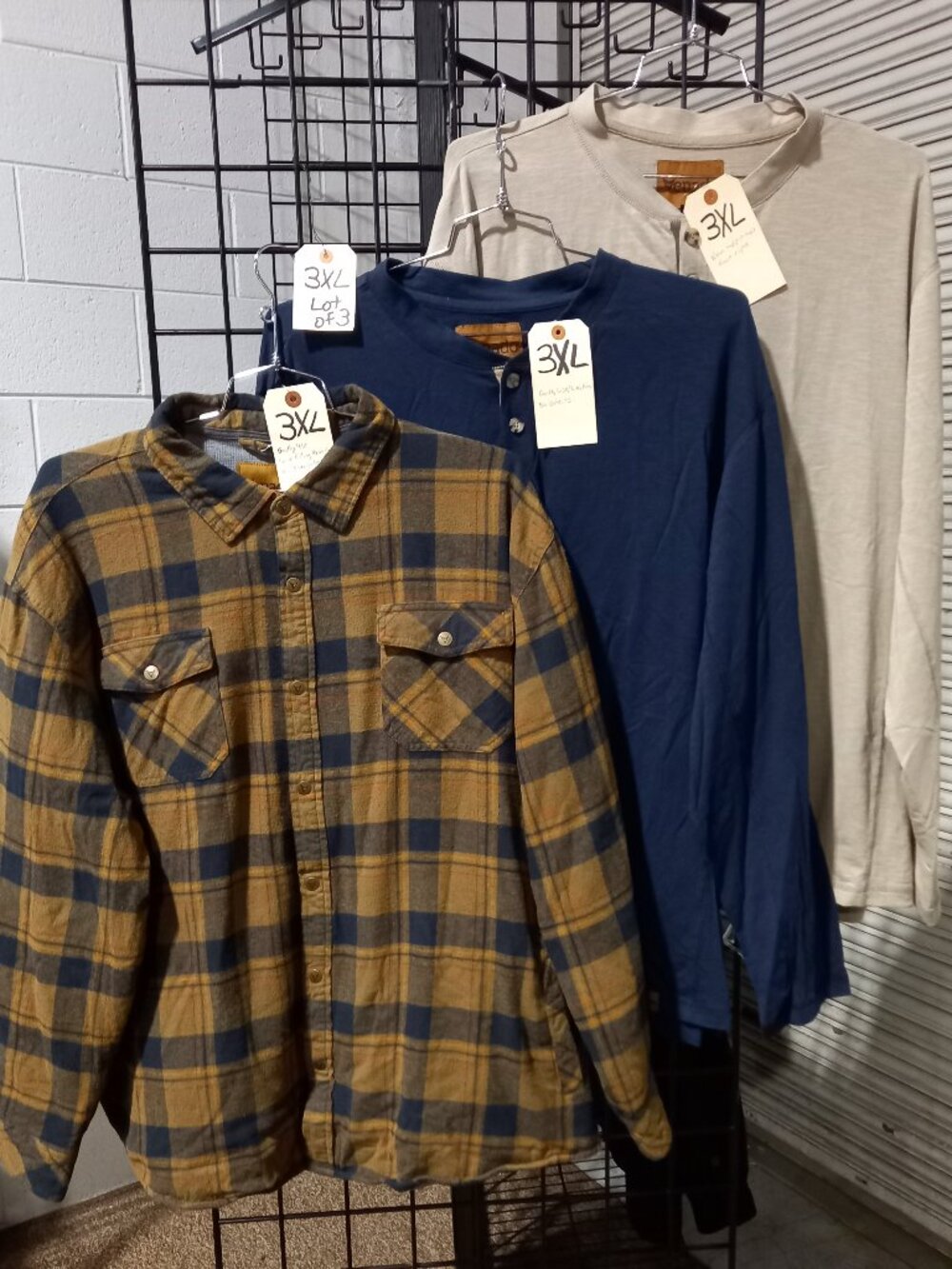 Men's Thermal Lined Flannel Shirt + 2-Venado Long Sleeve Flex Henleys | 3XL